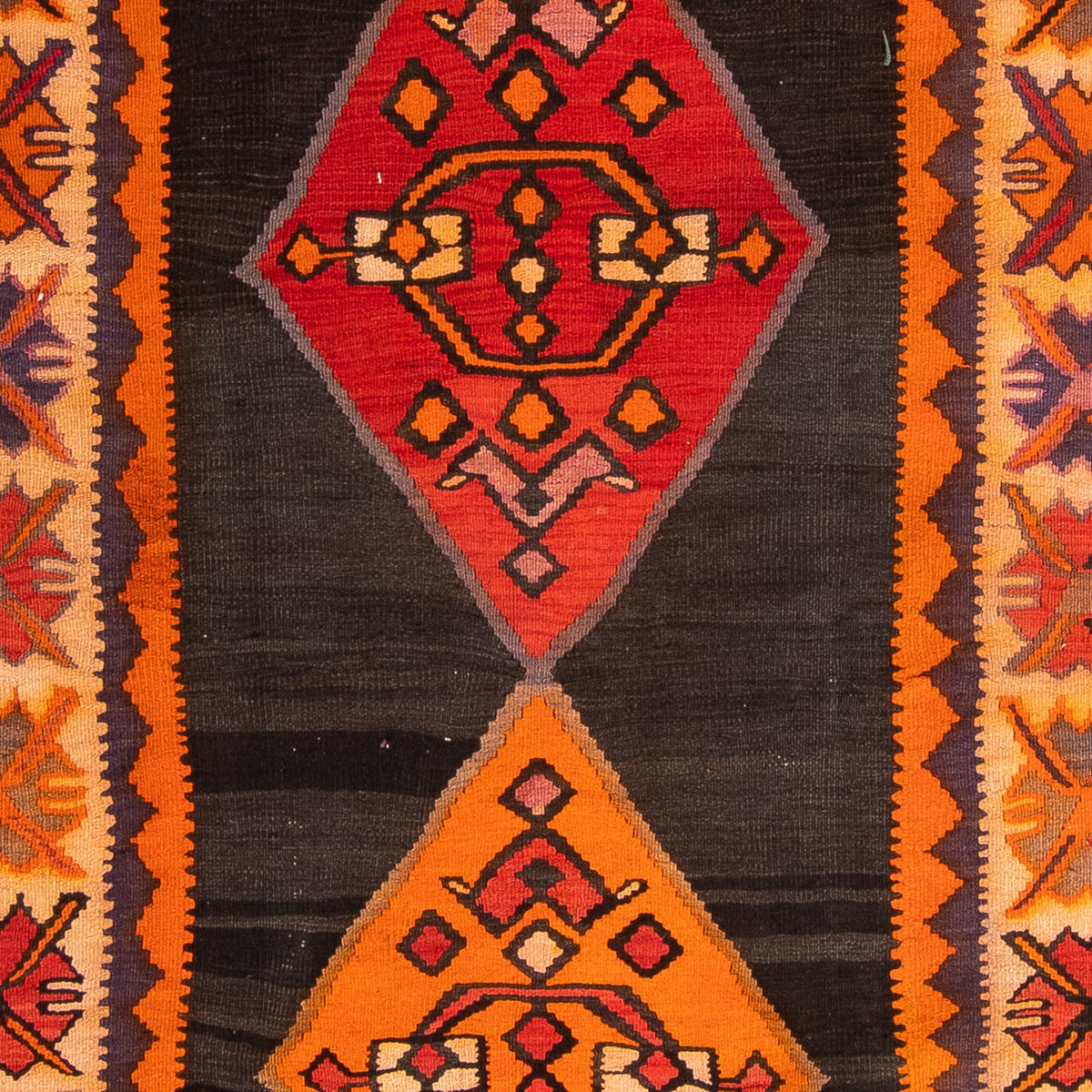 Alfombra de pasillo Alfombra Kelim - Antigua - 380 x 150 cm - multicolor
