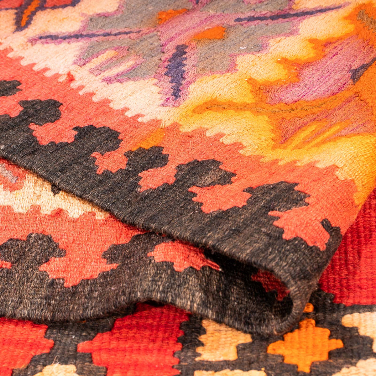 Alfombra de pasillo Alfombra Kelim - Antigua - 380 x 150 cm - multicolor