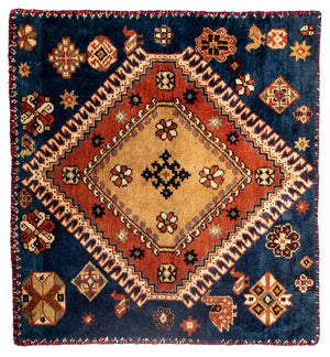 Alfombra persa - Nómada cuadrado  - 70 x 68 cm - azul oscuro