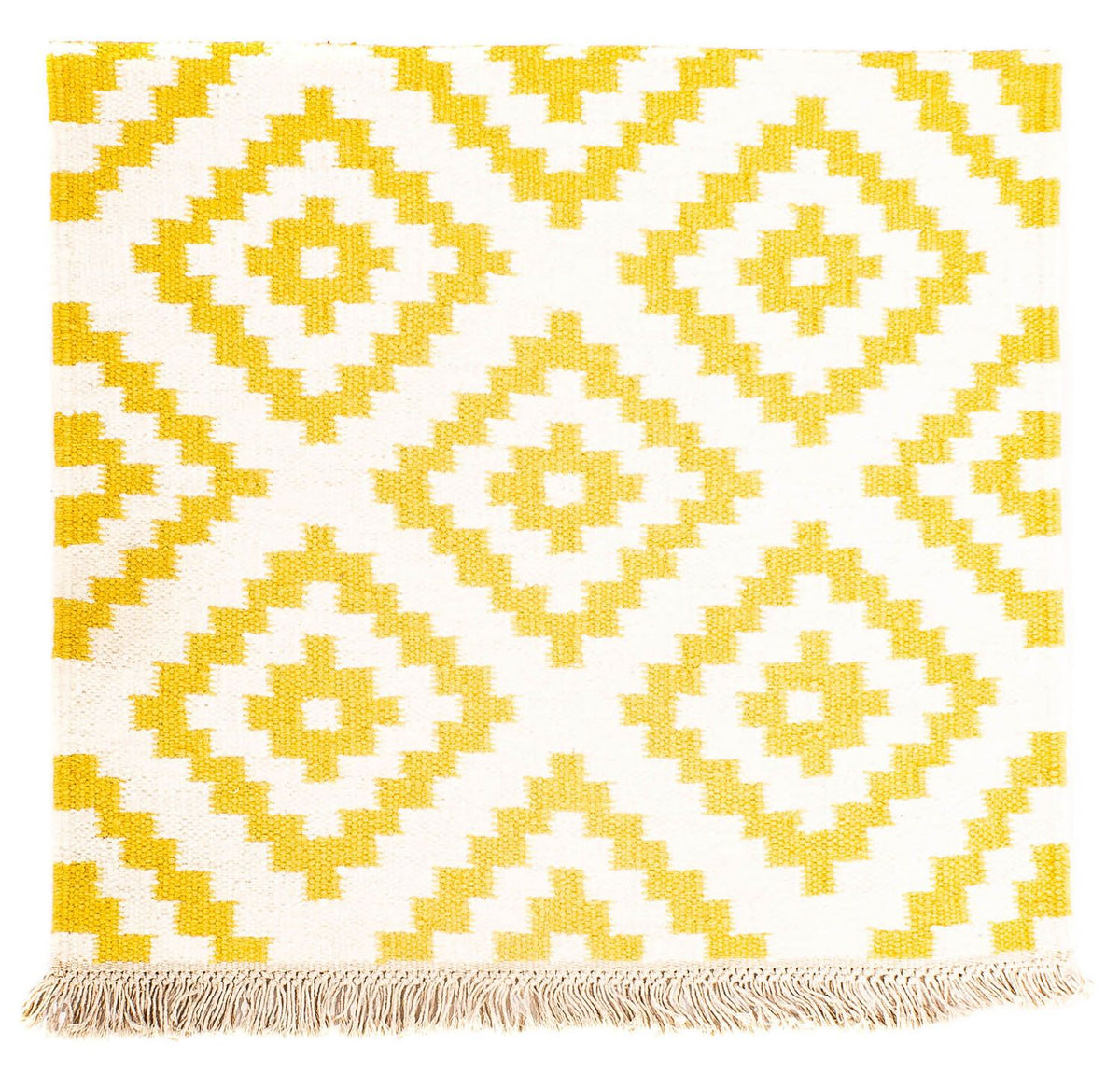 Alfombra Kelim - Tendencia cuadrado  - 80 x 72 cm - beige
