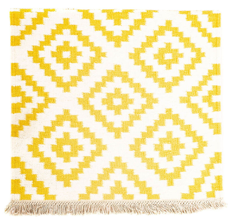 Alfombra Kelim - Tendencia cuadrado  - 80 x 72 cm - beige