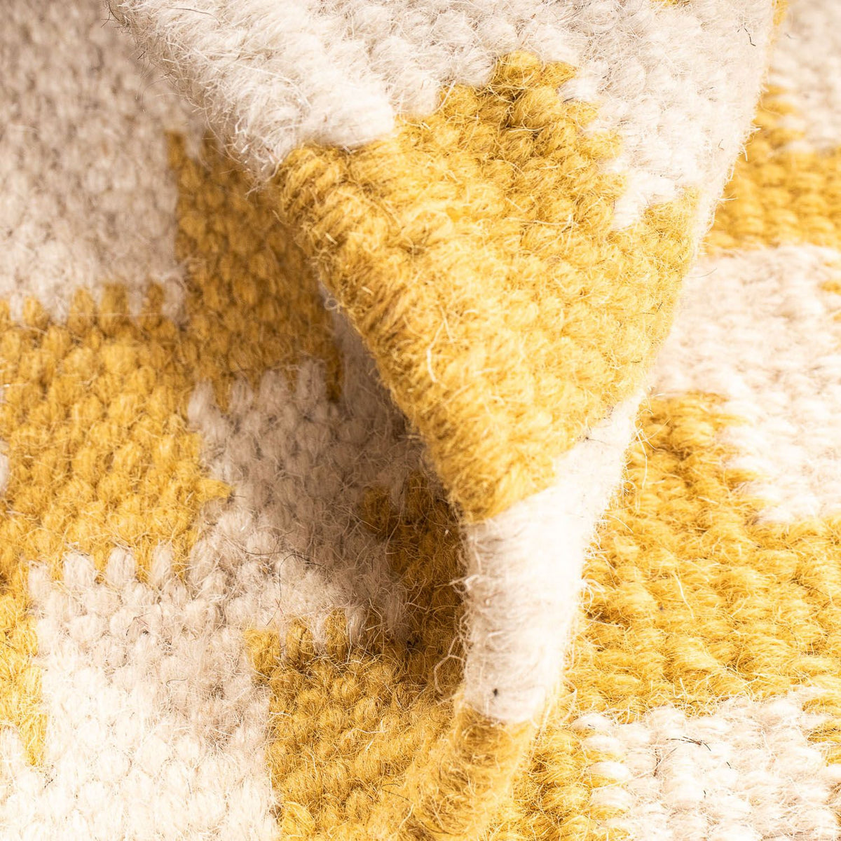 Alfombra Kelim - Tendencia cuadrado  - 80 x 72 cm - beige