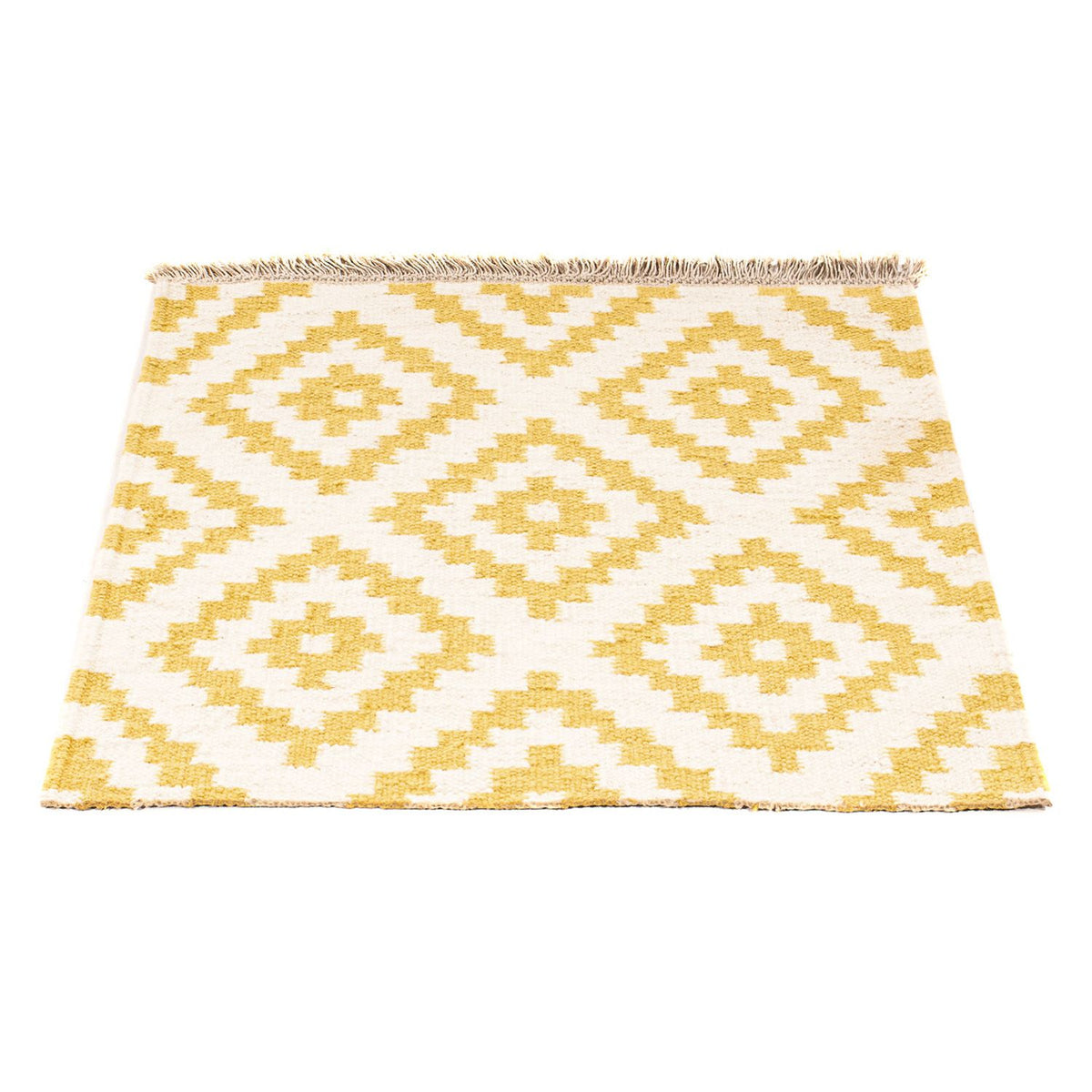 Alfombra Kelim - Tendencia cuadrado  - 80 x 72 cm - beige