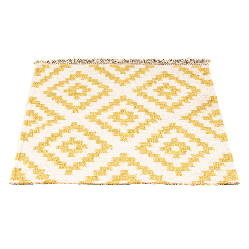 Alfombra Kelim - Tendencia cuadrado  - 80 x 72 cm - beige