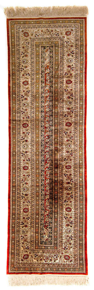 Alfombra de pasillo Alfombra de seda - Seda china - 272 x 71 cm - rojo