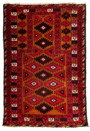 Alfombra Belutsch - 125 x 80 cm - rojo oscuro