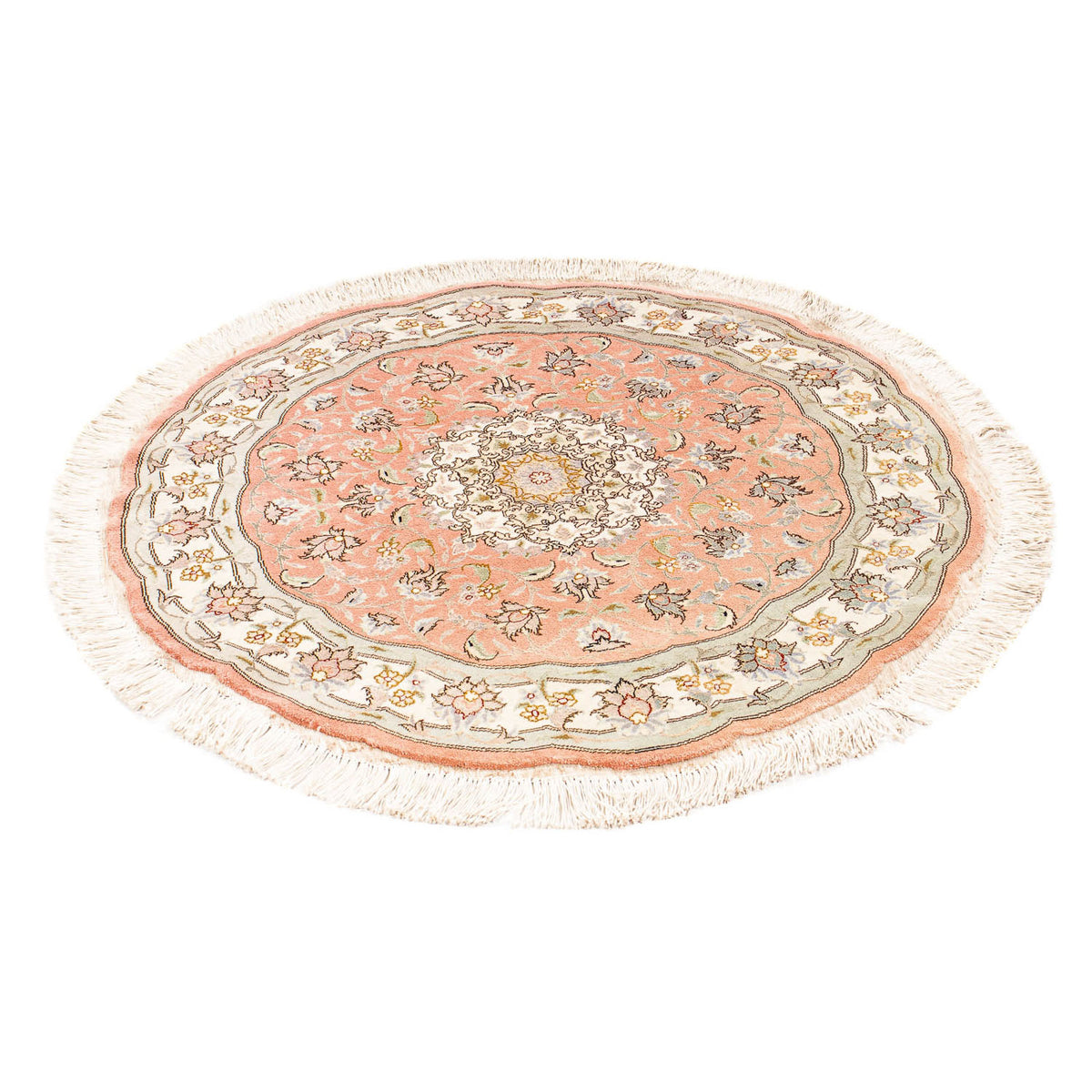 Alfombra Persa - Tabriz - Real redondo - 102 x 102 cm - rojo claro
