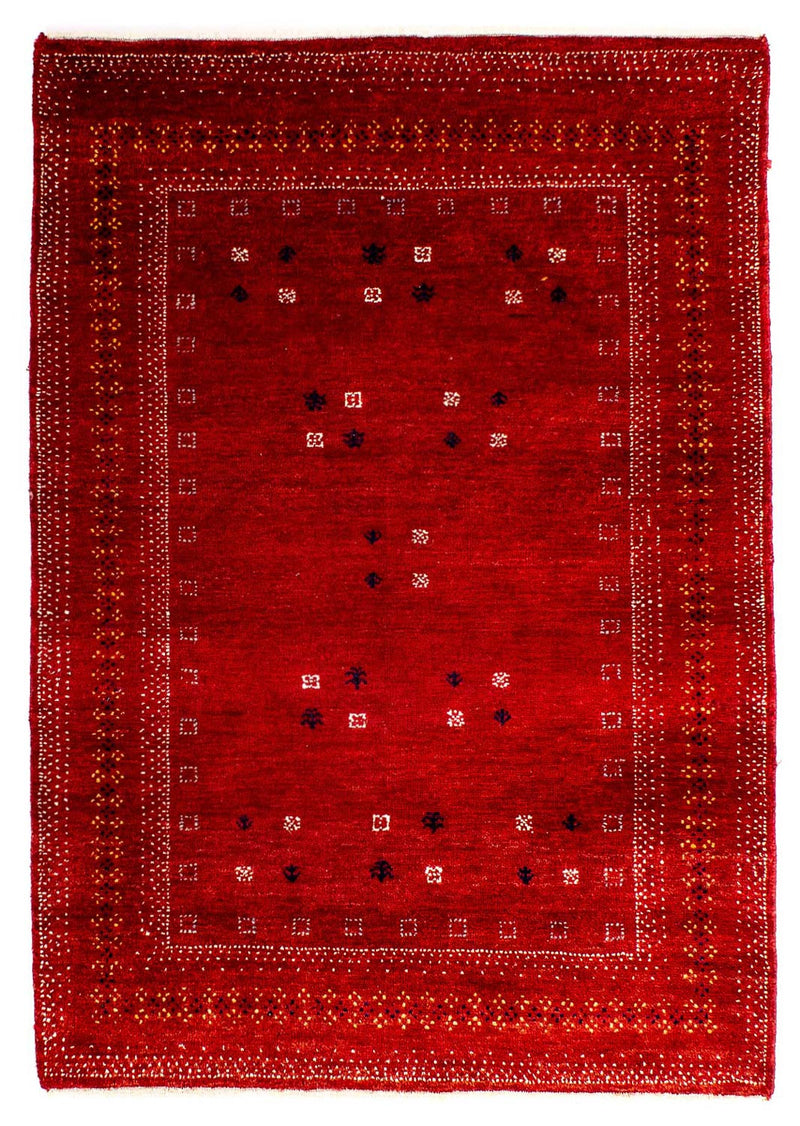 Alfombra Gabbeh - Loribaft Persa - 120 x 81 cm - rojo oscuro