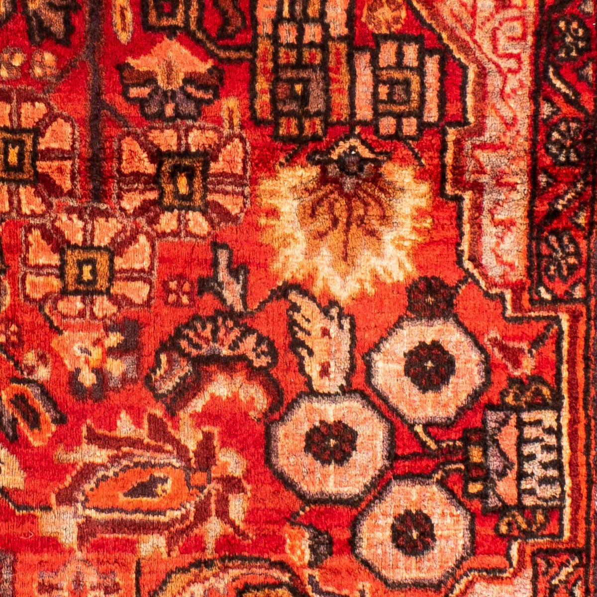 Alfombra persa - Nómada cuadrado - 92 x 82 cm - rojo oscuro