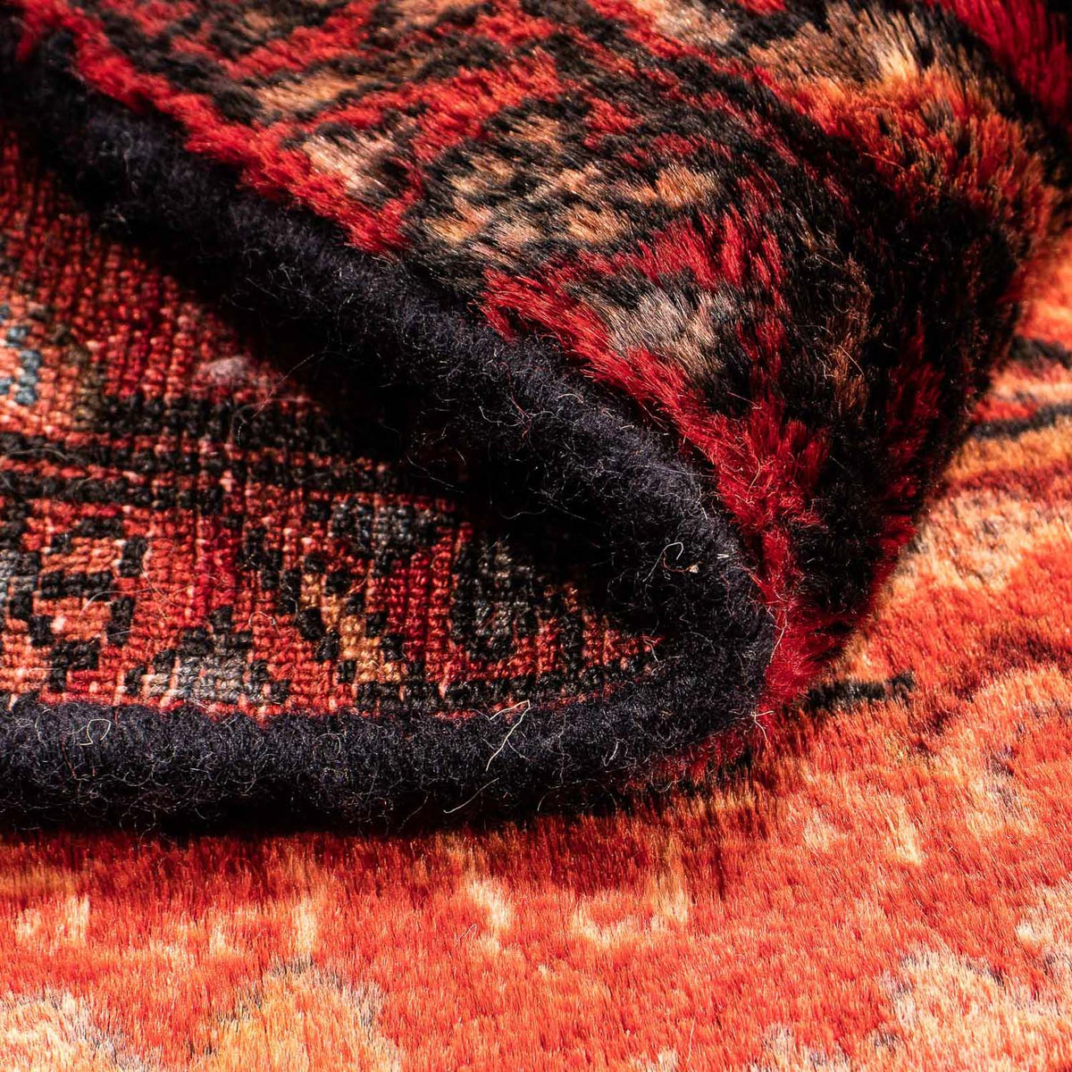 Alfombra persa - Nómada cuadrado - 92 x 82 cm - rojo oscuro