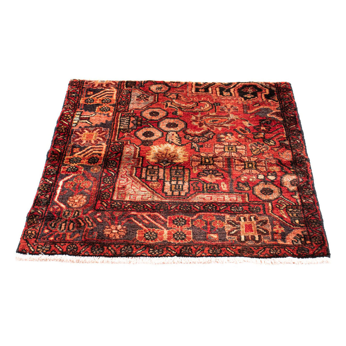 Alfombra persa - Nómada cuadrado - 92 x 82 cm - rojo oscuro