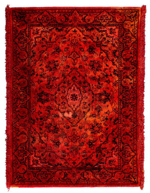 Alfombra persa - Keshan - 98 x 70 cm - rojo oscuro