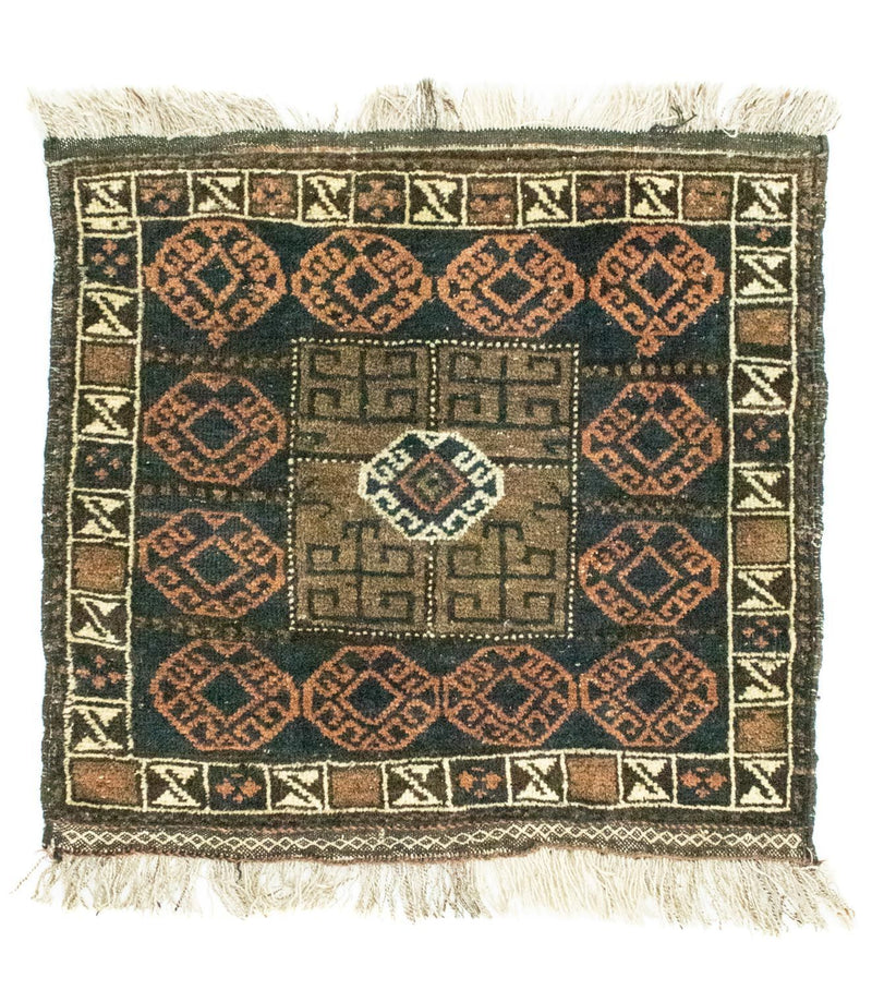 Alfombra afgana cuadrado  - 66 x 64 cm - azul