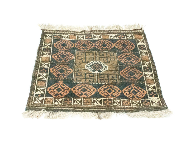 Alfombra afgana cuadrado  - 66 x 64 cm - azul