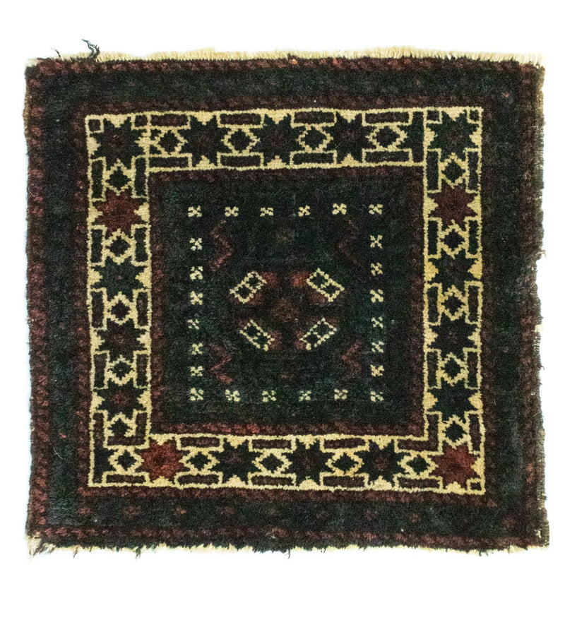 Alfombra afgana cuadrado  - 35 x 33 cm - azul