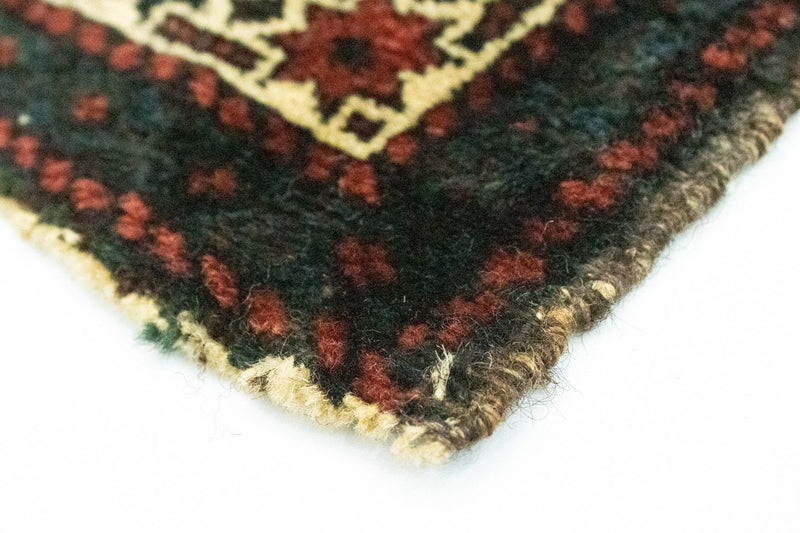 Alfombra afgana cuadrado  - 35 x 33 cm - azul