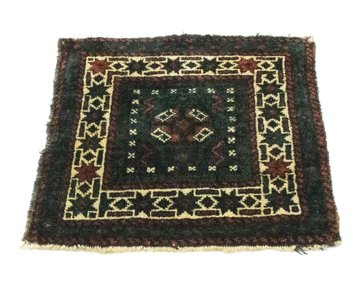 Alfombra afgana cuadrado  - 35 x 33 cm - azul