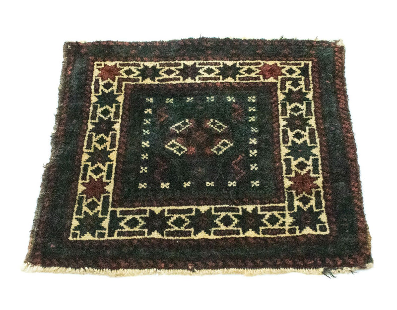 Alfombra afgana cuadrado  - 35 x 33 cm - azul