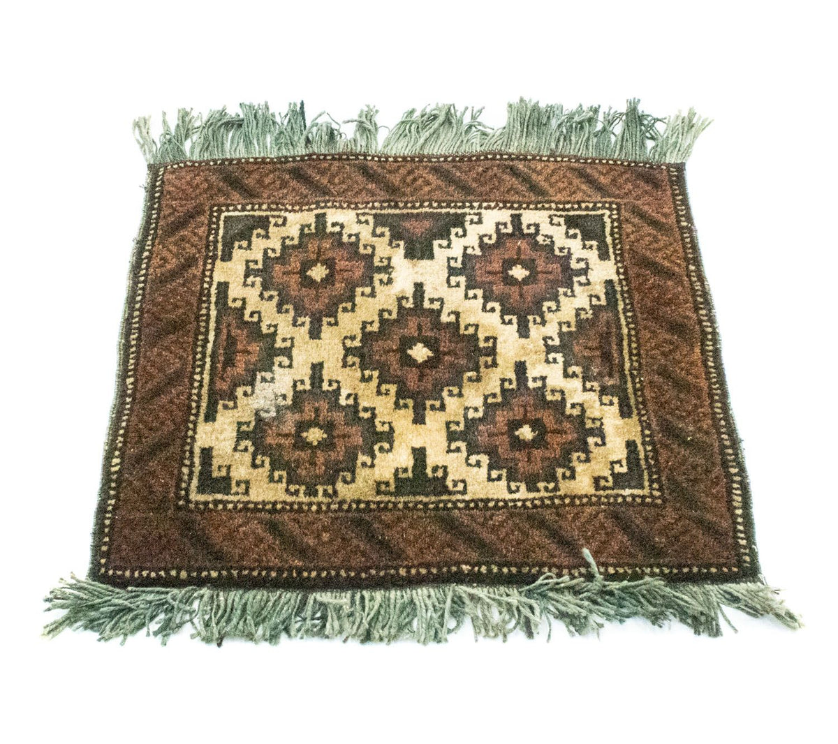 Alfombra afgana cuadrado  - 47 x 41 cm - marrón