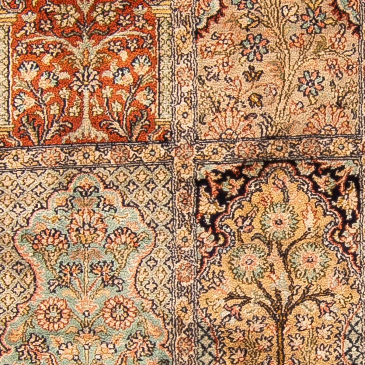 Alfombra de pasillo Alfombra de seda - Seda de Cachemira - 310 x 94 cm - multicolor