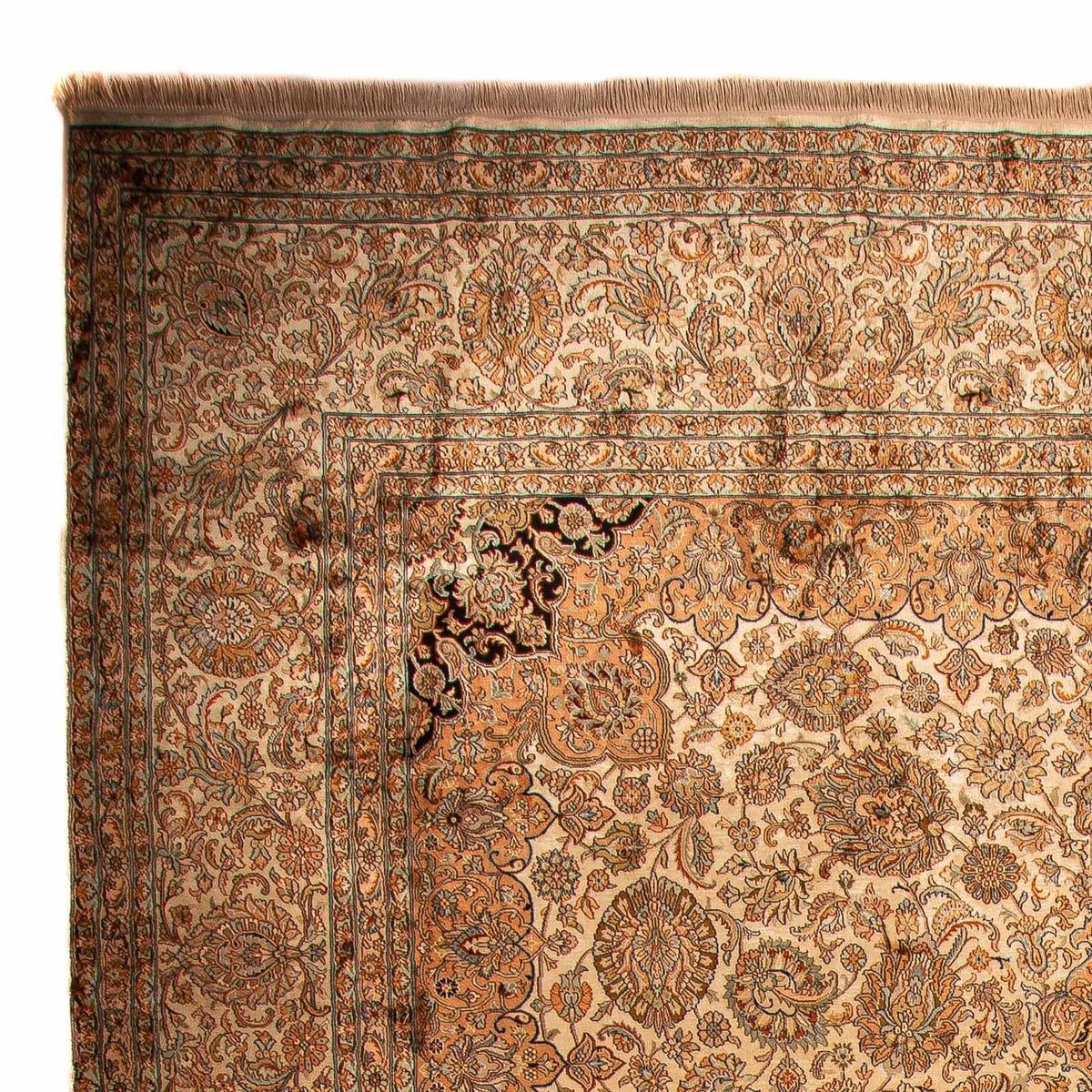Alfombra de seda - Seda de Cachemira - 410 x 307 cm - marrón claro