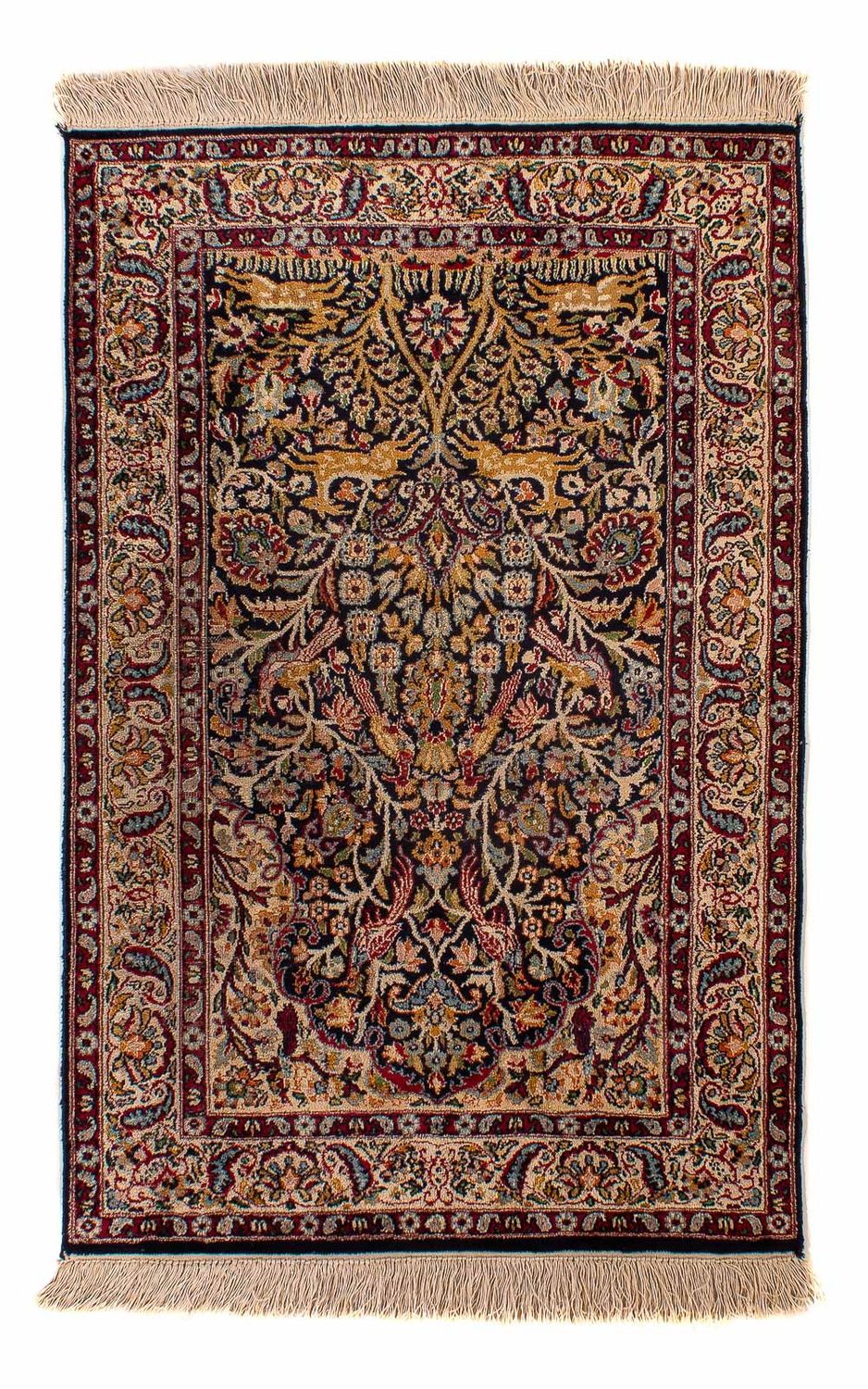 Alfombra oriental - Indus - 123 x 81 cm - azul oscuro