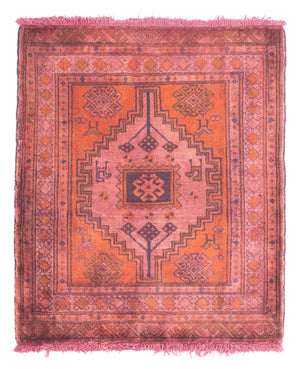 Alfombra Turkaman - 80 x 67 cm - rojo claro