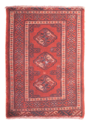 Alfombra Turkaman - 86 x 57 cm - rojo oscuro