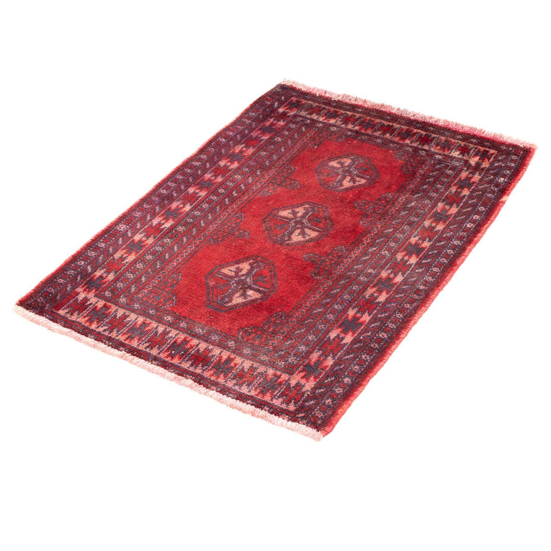 Alfombra Turkaman - 82 x 61 cm - rojo oscuro