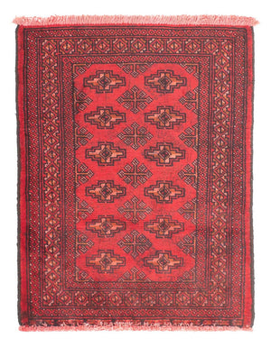 Alfombra Turkaman - 83 x 62 cm - rojo oscuro