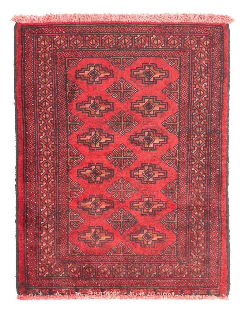 Alfombra Turkaman - 83 x 62 cm - rojo oscuro