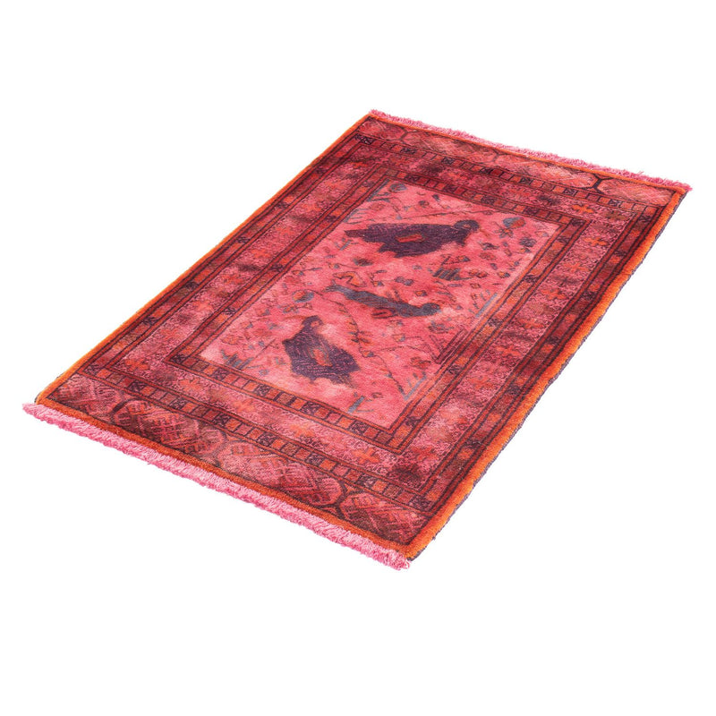 Alfombra Turkaman - 86 x 63 cm - rojo claro