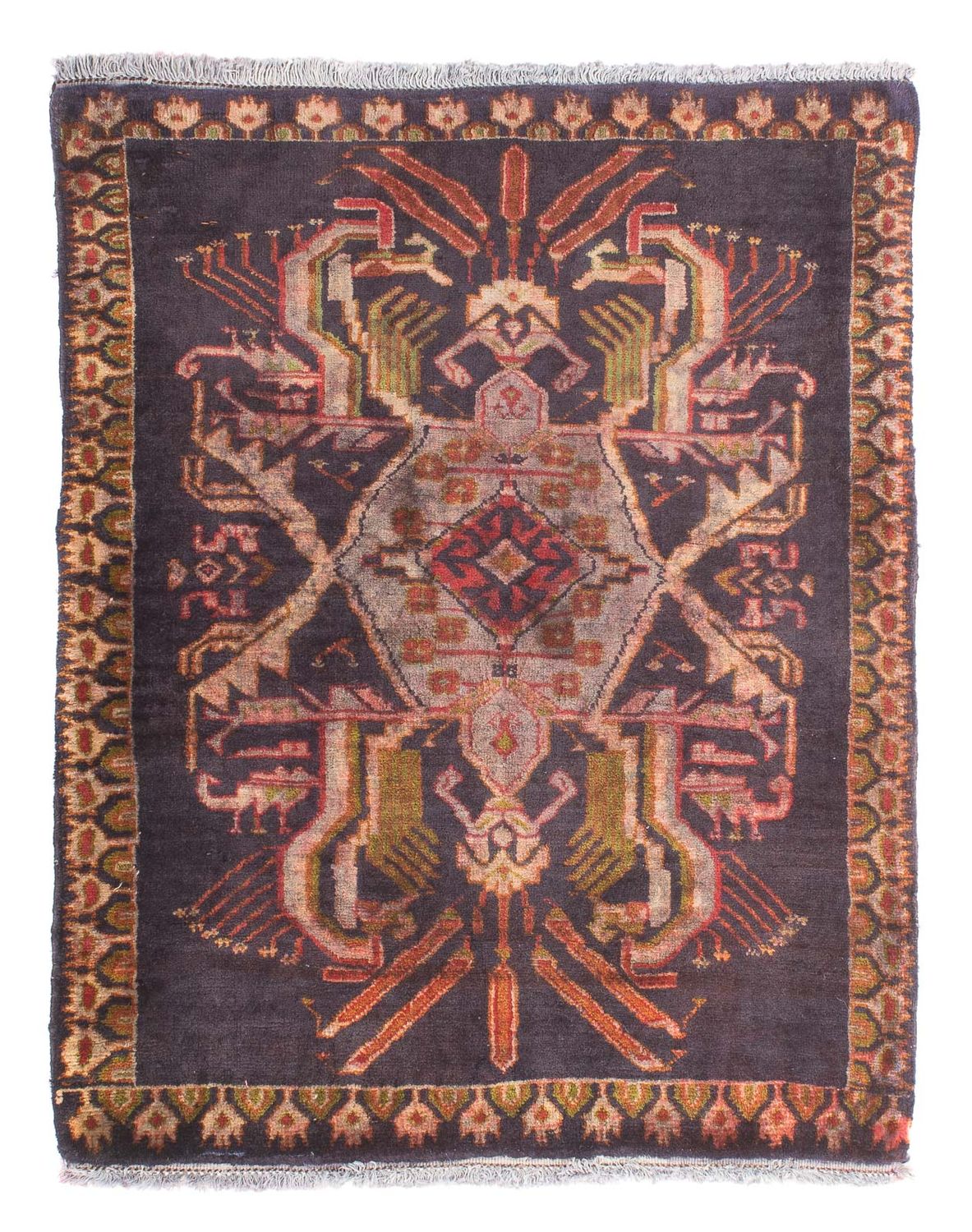 Alfombra persa - Clásica - 81 x 65 cm - azul oscuro