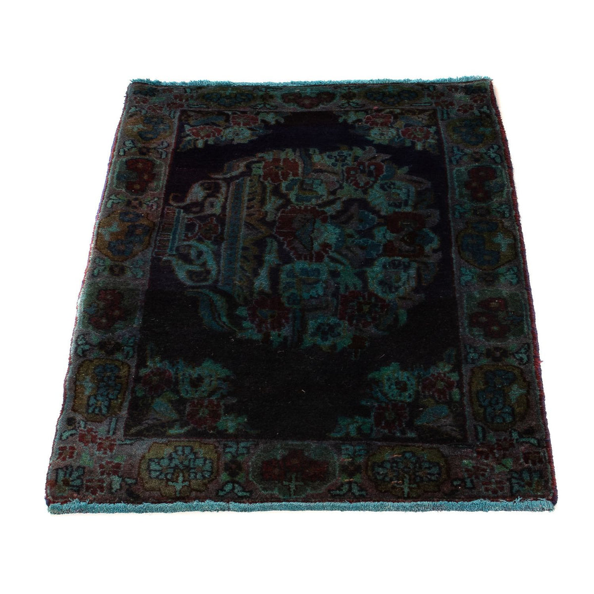 Alfombra persa - Keshan - 117 x 65 cm - azul oscuro