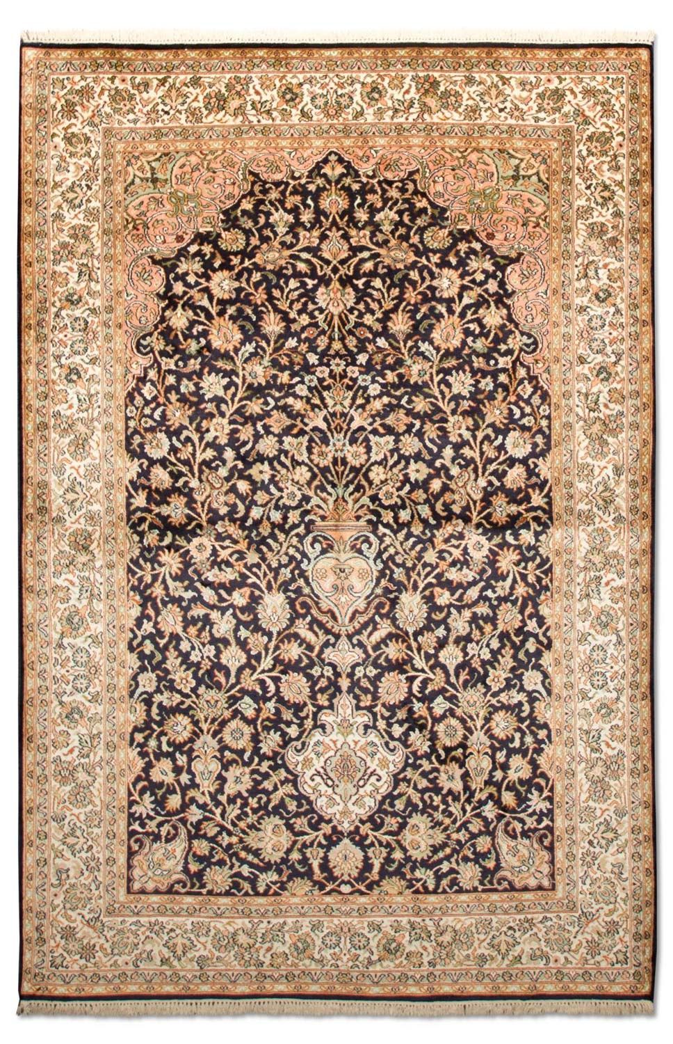 Alfombra de seda - Seda de Cachemira - 190 x 127 cm - azul oscuro