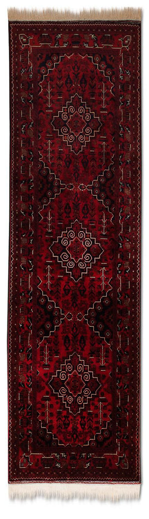 Alfombra de pasillo Alfombra afgana - Kunduz - 286 x 81 cm - rojo