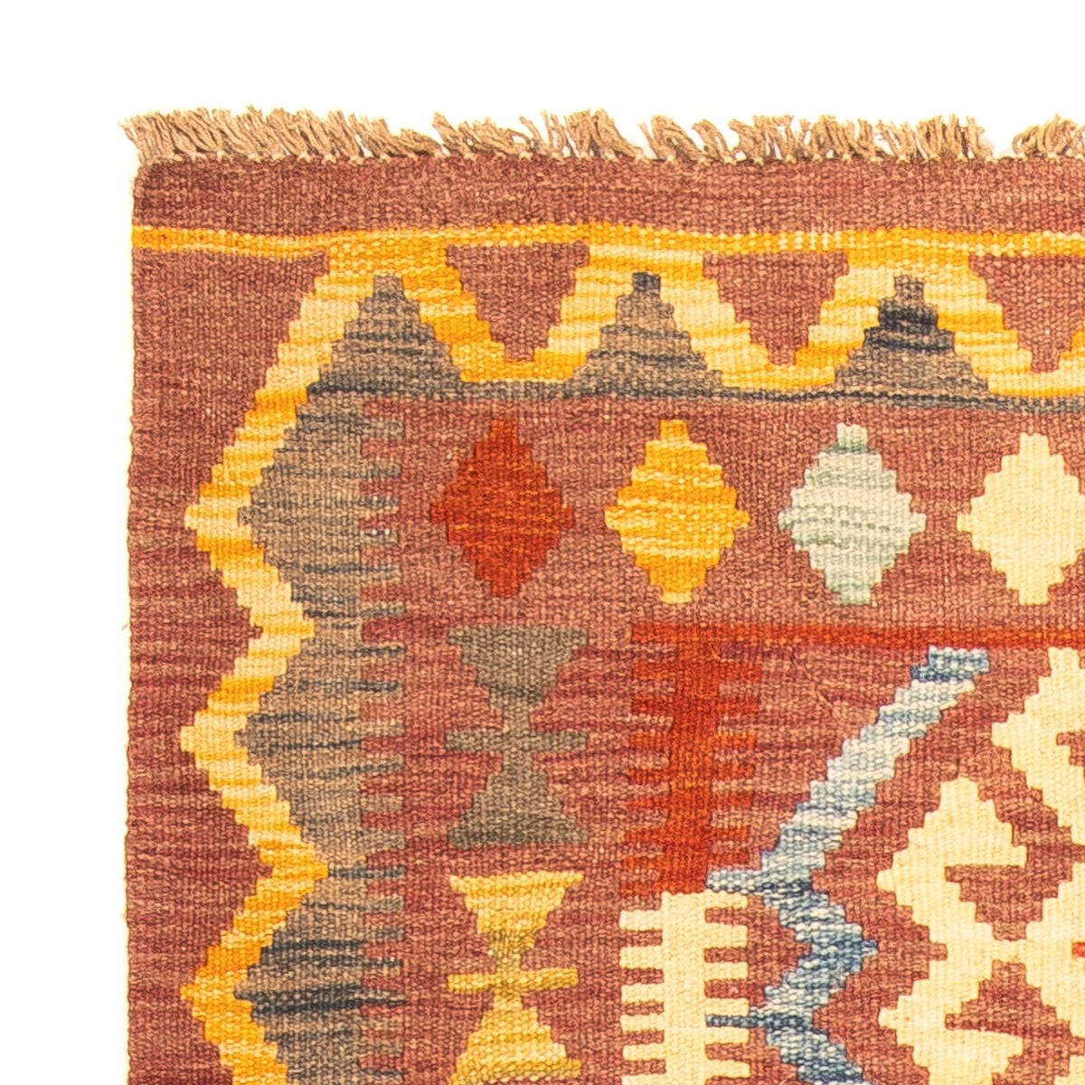 Alfombra Kelim - Splash - 125 x 86 cm - marrón