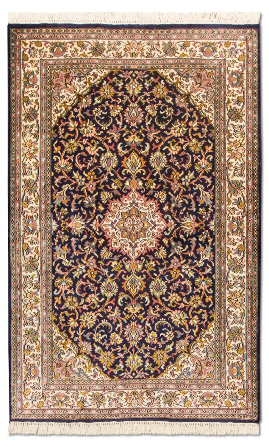 Alfombra de seda - Seda de Cachemira - 150 x 93 cm - azul oscuro