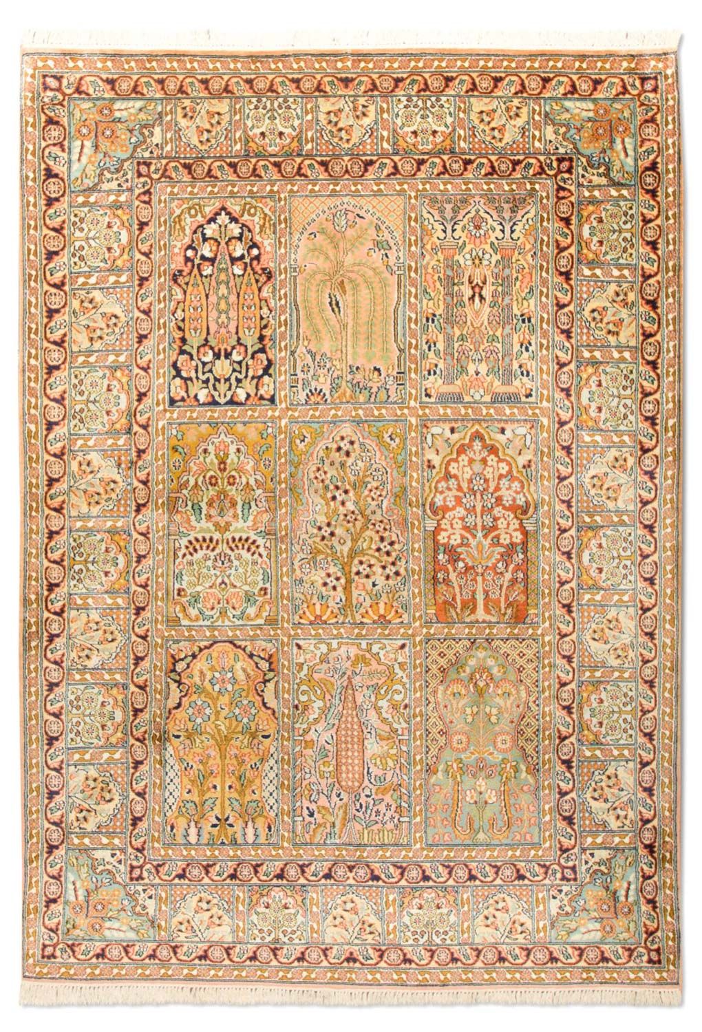 Alfombra de seda - Seda de Cachemira - 184 x 124 cm - multicolor