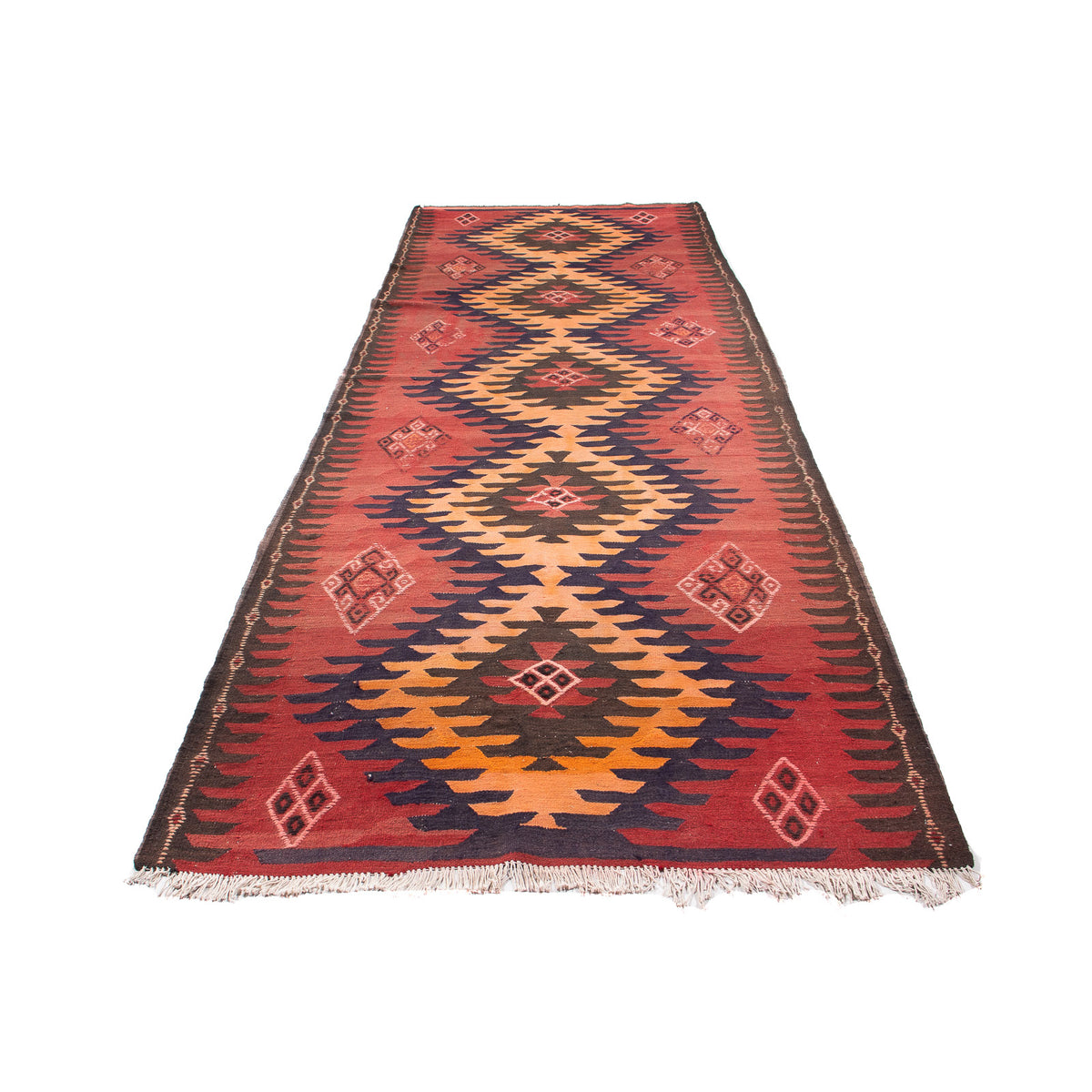 Alfombra de pasillo Alfombra Kelim - Antigua - 395 x 145 cm - multicolor