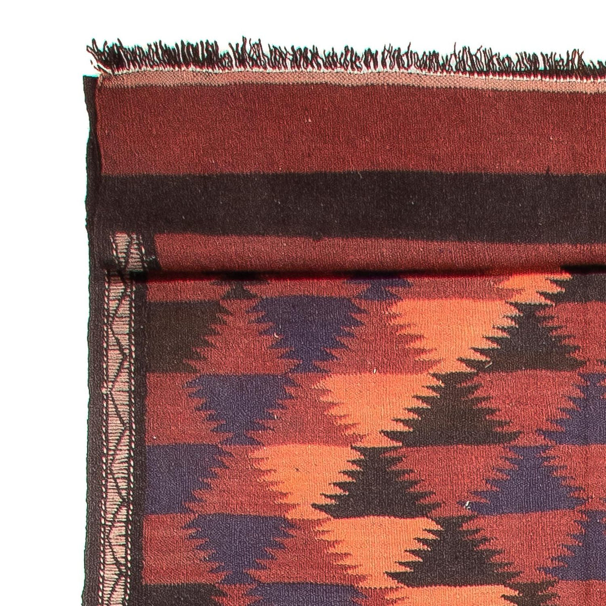 Alfombra de pasillo Alfombra Kelim - Antigua - 450 x 135 cm - marrón