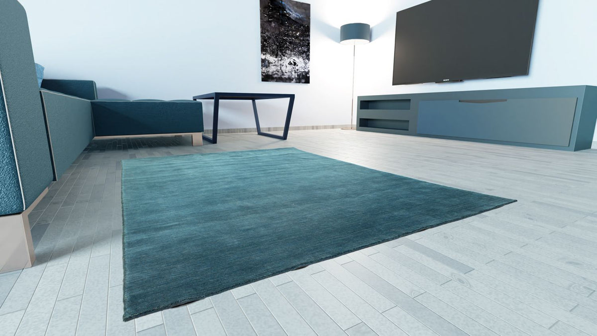 Alfombra Gabbeh - Indus - 250 x 200 cm - azul petróleo