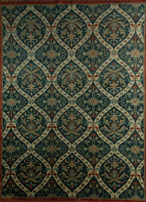 Alfombra de lana - 300 x 200 cm - verde oscuro