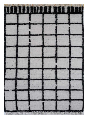 Alfombra de lana - 240 x 150 cm - blanco y negro
