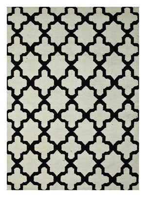 Alfombra de lana - 240 x 150 cm - blanco y negro