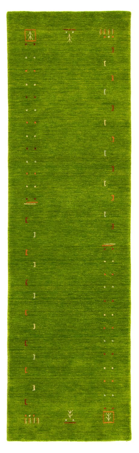 Alfombra de pasillo Alfombra Gabbeh - Indus - 400 x 80 cm - verde