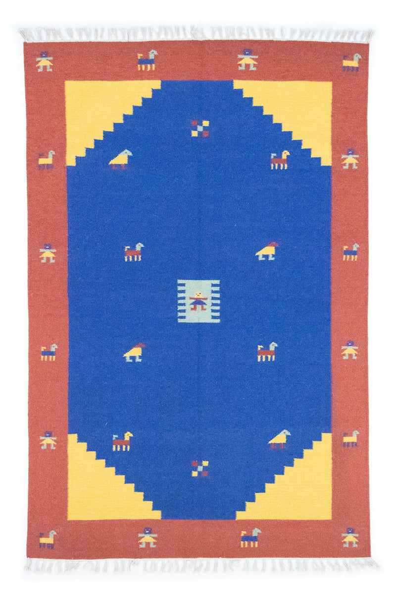 Alfombra Kelim - Tendencia - 200 x 140 cm - azul