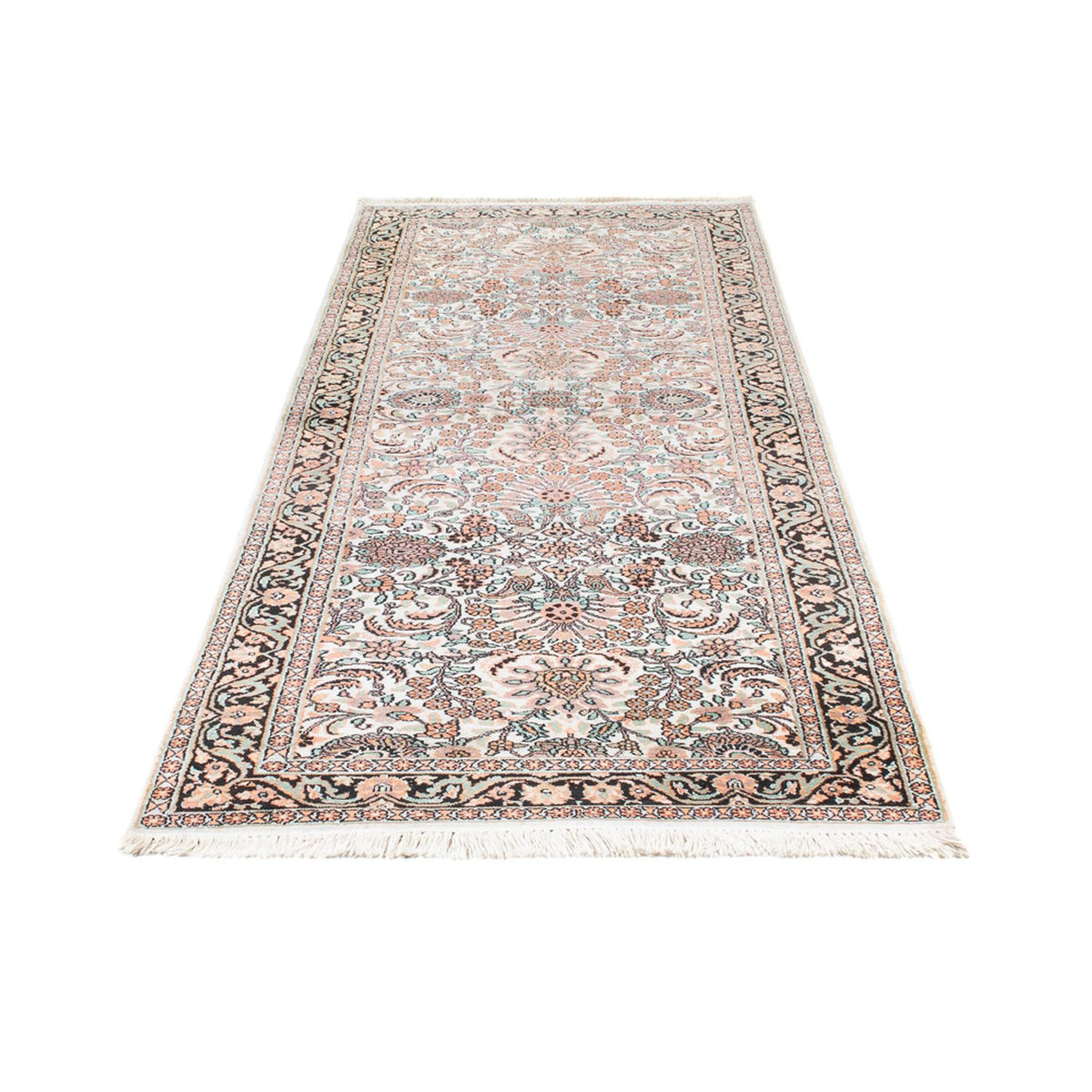 Alfombra de pasillo Alfombra de seda - Seda de Cachemira - 280 x 96 cm - rosa