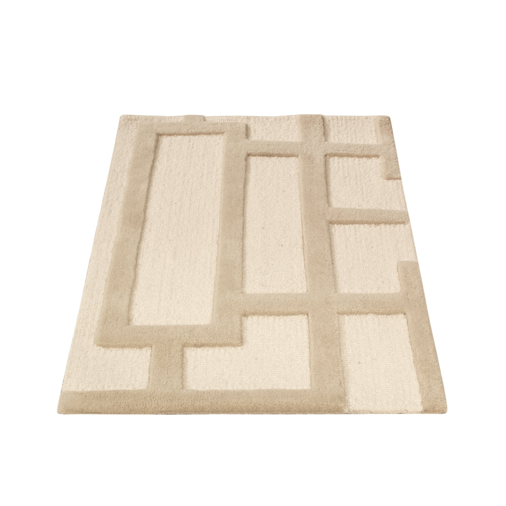 Alfombra de lana - 90 x 60 cm - beige