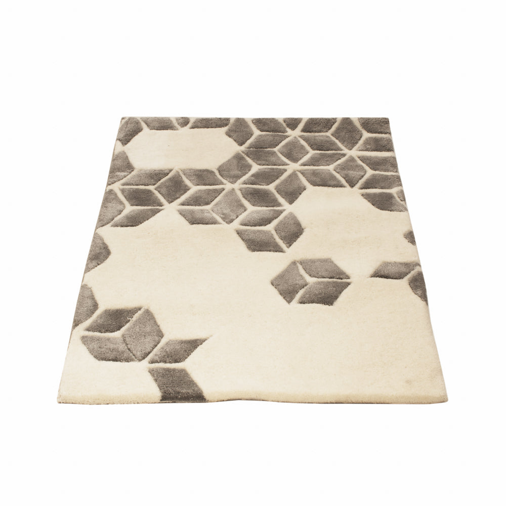 Alfombra de lana - 90 x 60 cm - beige